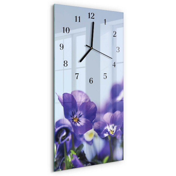 Glass clock vertical Flowers