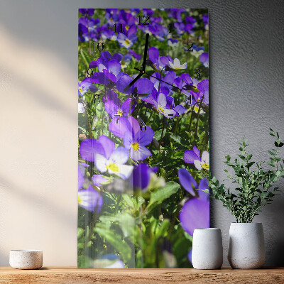Glass clock vertical Primroses