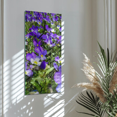 Glass clock vertical Primroses