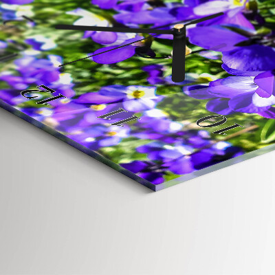 Glass clock vertical Primroses