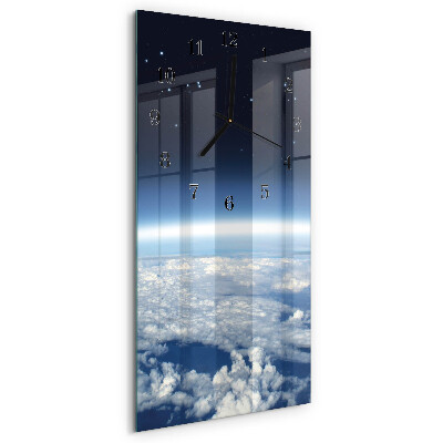 Glass wall clock vertical Earth's Universe
