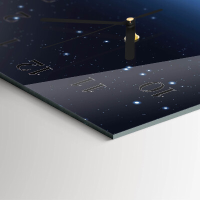 Glass wall clock vertical Earth's Universe