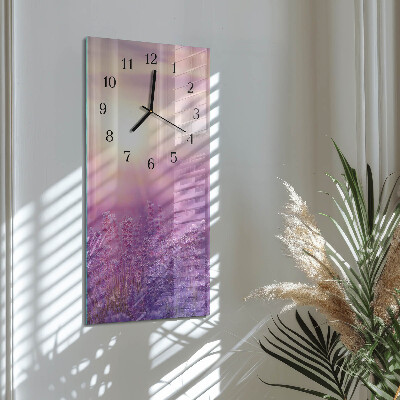 Glass clock vertical Lavender