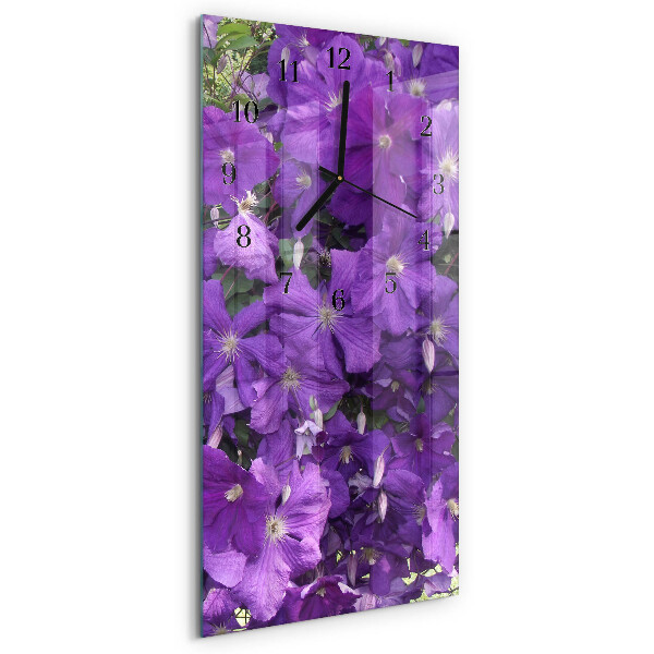 Glass wall clock vertical Primroses