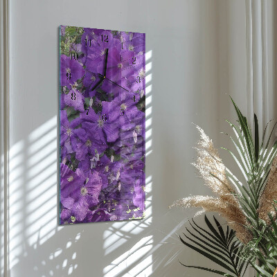 Glass wall clock vertical Primroses