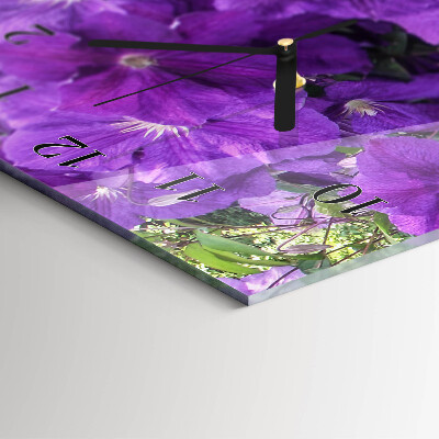 Glass wall clock vertical Primroses
