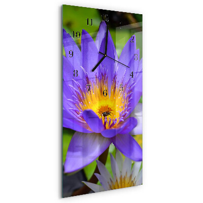 Glass wall clock vertical Flower