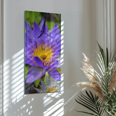 Glass wall clock vertical Flower