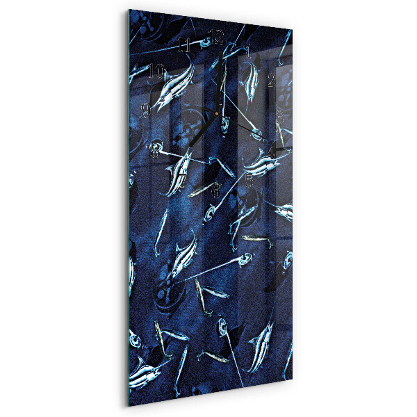 Modern vertical wall clock Fish