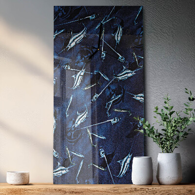 Modern vertical wall clock Fish