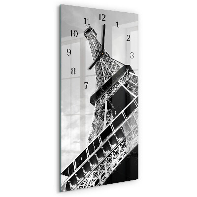 Glass wall clock vertical Eiffel Tower