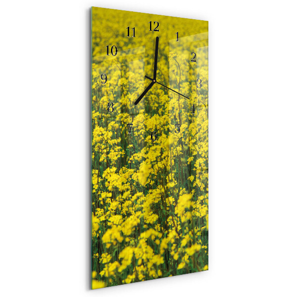 Glass clock vertical Field of flowers