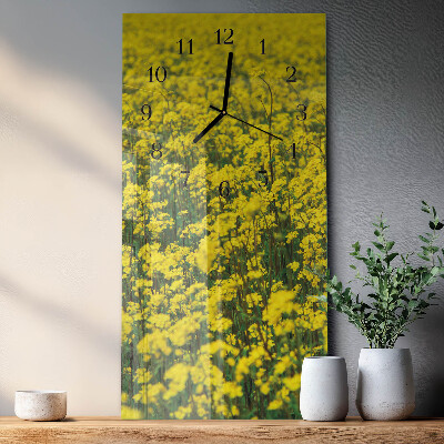 Glass clock vertical Field of flowers
