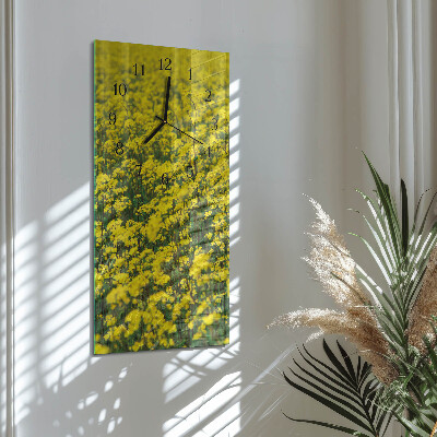 Glass clock vertical Field of flowers