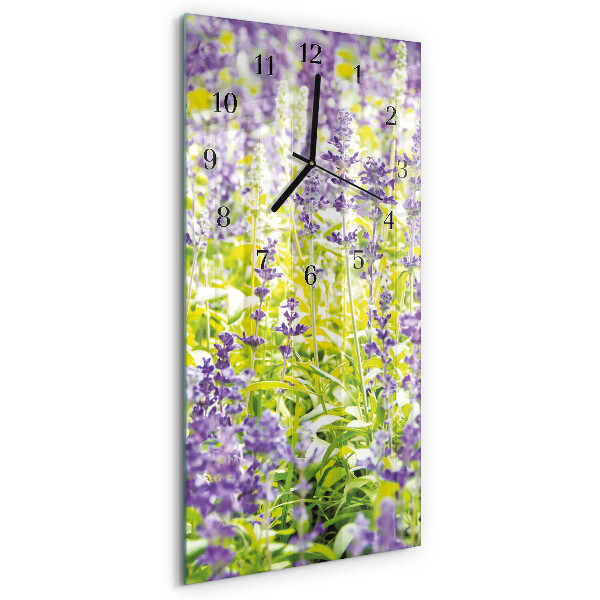 Glass clock vertical Lavender