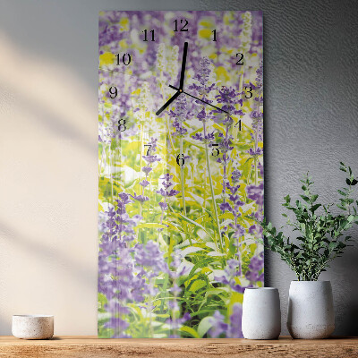 Glass clock vertical Lavender