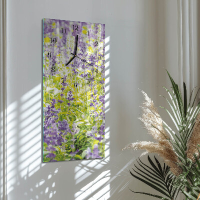 Glass clock vertical Lavender