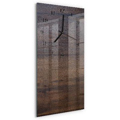 Glass wall clock vertical Wooden board
