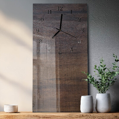 Glass wall clock vertical Wooden board