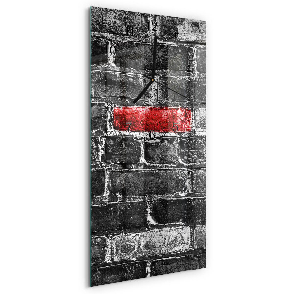 Glass wall clock vertical Brick