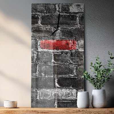 Glass wall clock vertical Brick
