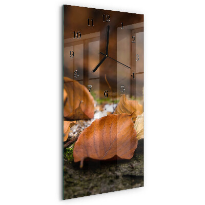 Glass wall clock vertical Autumn