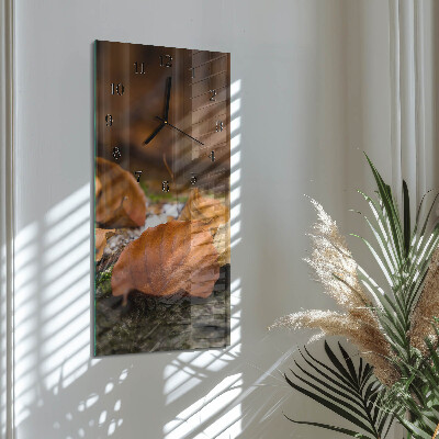 Glass wall clock vertical Autumn