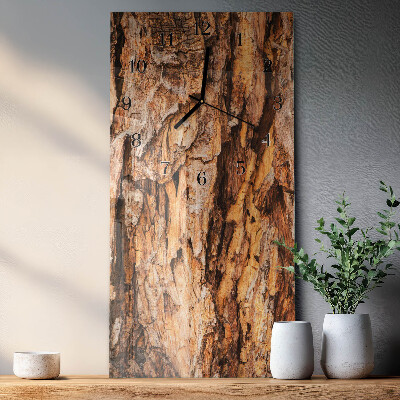 Glass clock vertical Tree bark