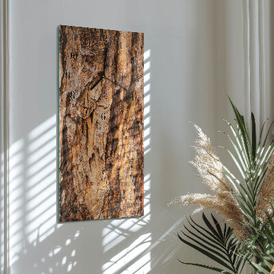 Glass clock vertical Tree bark