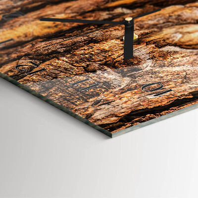 Glass clock vertical Tree bark