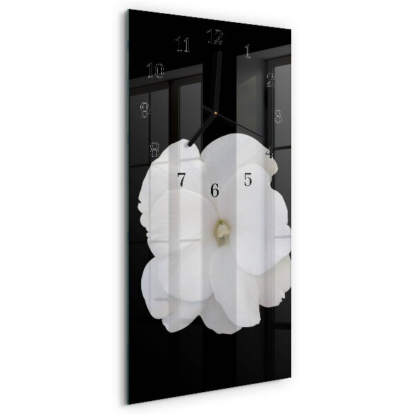 Glass wall clock vertical Flower