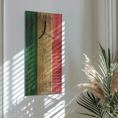 Glass clock vertical Italian flag