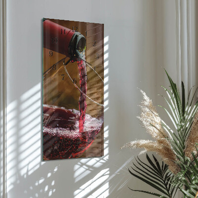Glass clock vertical Wine