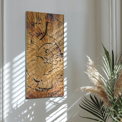 Glass wall clock vertical Wood grain