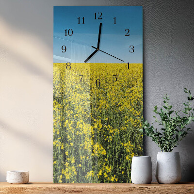 Glass clock vertical Field of flowers