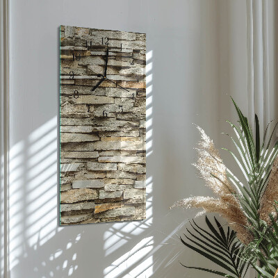 Glass wall clock vertical Stones
