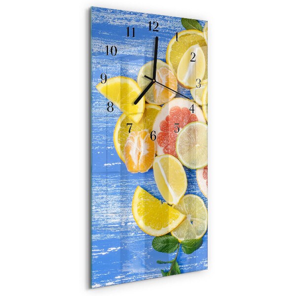 Glass wall clock vertical Fruit