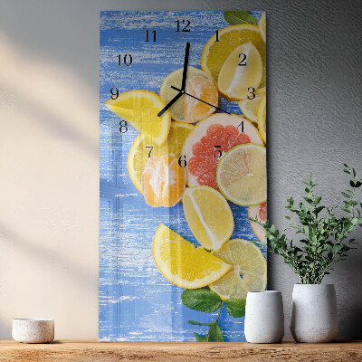 Glass wall clock vertical Fruit
