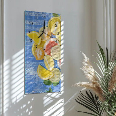 Glass wall clock vertical Fruit