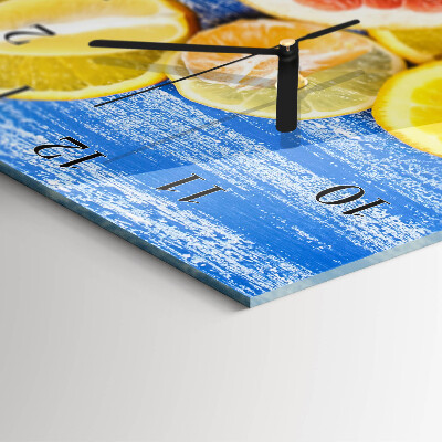 Glass wall clock vertical Fruit