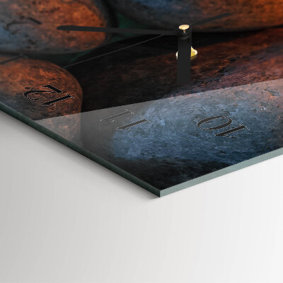 Glass wall clock vertical Stones