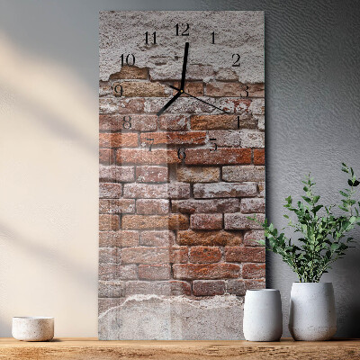 Glass wall clock vertical Brick