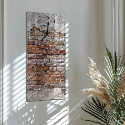 Glass wall clock vertical Brick