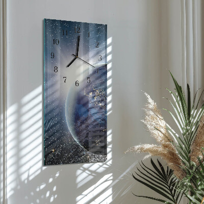 Modern vertical wall clock Earth's Universe