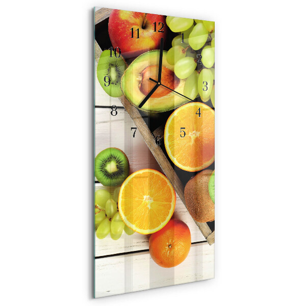 Glass wall clock vertical Fruit