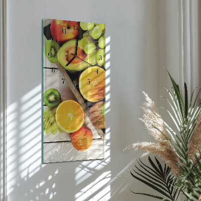 Glass wall clock vertical Fruit