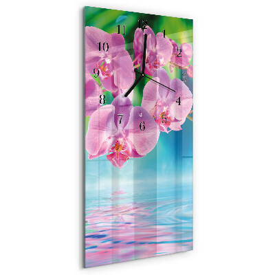 Modern vertical wall clock Orchids