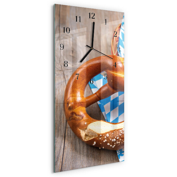 Glass wall clock vertical Pretzel