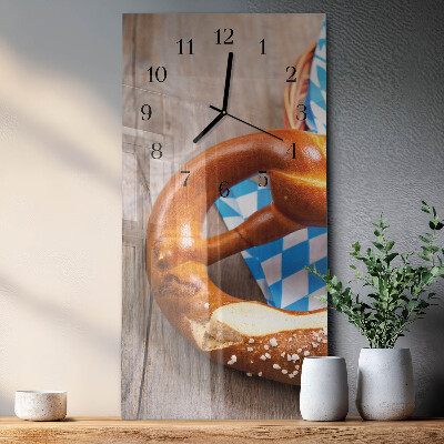 Glass wall clock vertical Pretzel