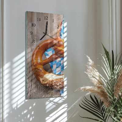 Glass wall clock vertical Pretzel